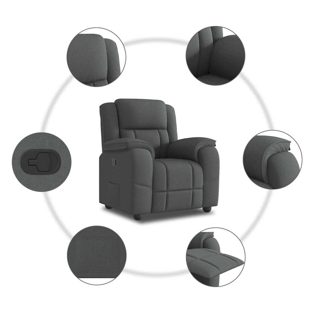 Fauteuil inclinable Gris foncé Tissu