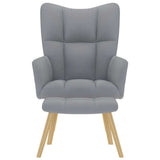 Chaise de relaxation avec repose-pied Gris clair Tissu