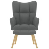 Chaise de relaxation avec repose-pied Gris foncé Tissu