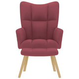 Chaise de relaxation avec repose-pied Rouge bordeaux Tissu
