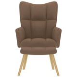 Chaise de relaxation avec repose-pied Marron Tissu