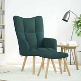 Chaise de relaxation avec repose-pied Vert foncé Tissu