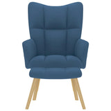 Chaise de relaxation avec repose-pied Bleu Tissu
