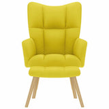 Chaise de relaxation avec repose-pied jaune clair tissu