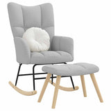 Chaise à bascule avec repose-pied gris nuage tissu