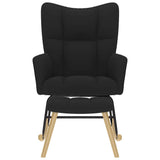 Chaise à bascule avec repose-pied Noir Tissu