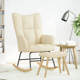 Chaise à bascule avec repose-pied Crème Tissu