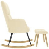 Chaise à bascule avec repose-pied Crème Tissu