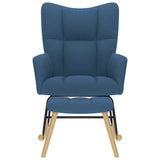 Chaise à bascule avec repose-pied Bleu Tissu