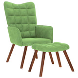 Chaise de relaxation avec tabouret Vert clair Velours
