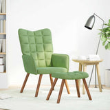 Chaise de relaxation avec tabouret Vert clair Velours