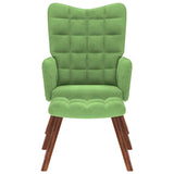 Chaise de relaxation avec tabouret Vert clair Velours