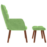 Chaise de relaxation avec tabouret Vert clair Velours