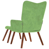 Chaise de relaxation avec tabouret Vert clair Velours
