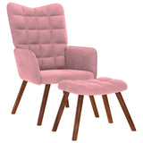 Chaise de relaxation avec tabouret Rose Velours