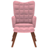 Chaise de relaxation avec tabouret Rose Velours