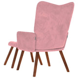 Chaise de relaxation avec tabouret Rose Velours