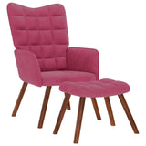 Chaise de relaxation avec tabouret Bordeaux Velours