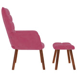 Chaise de relaxation avec tabouret Bordeaux Velours