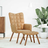 Chaise de relaxation avec tabouret Marron Velours