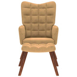 Chaise de relaxation avec tabouret Marron Velours