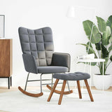 Chaise à bascule avec tabouret en velours gris foncé