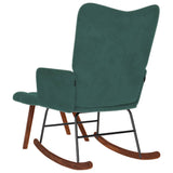 Chaise à bascule avec tabouret en velours vert foncé