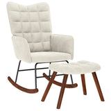 Chaise à bascule avec tabouret en velours crème