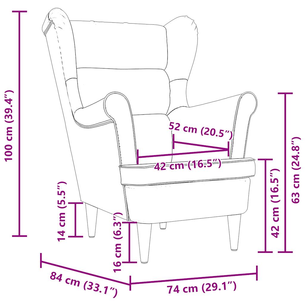Fauteuil marron foncé 74x84x100 cm tissu