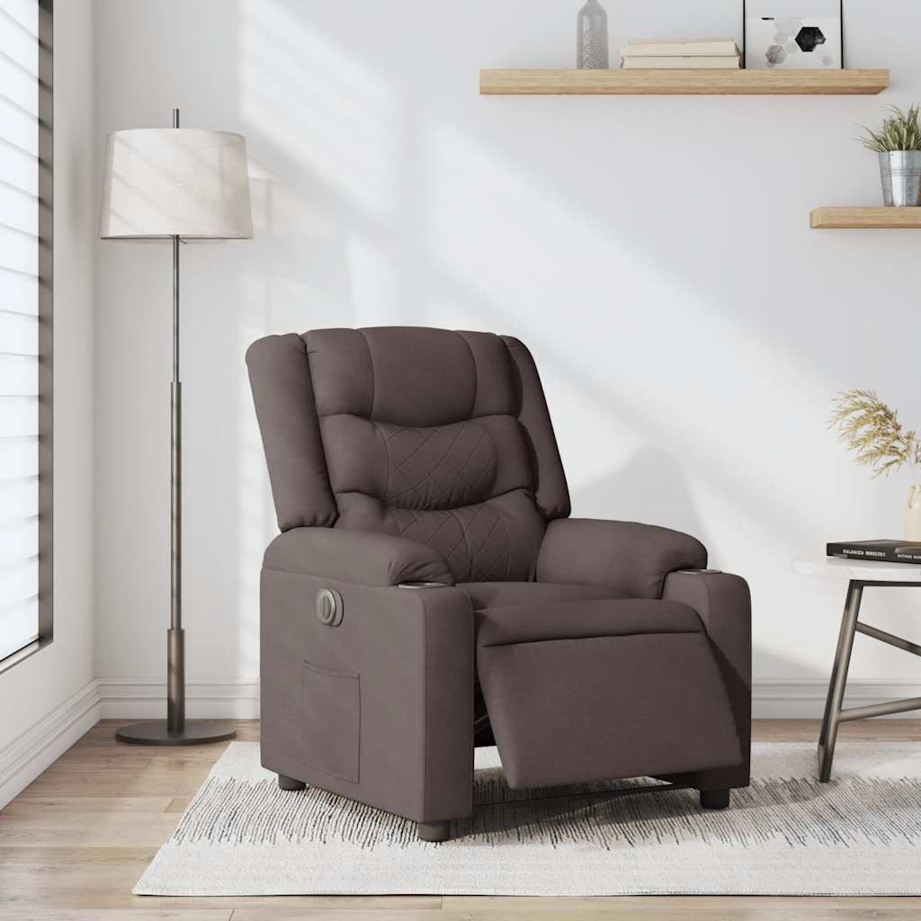 Fauteuil inclinable électrique Marron foncé Tissu
