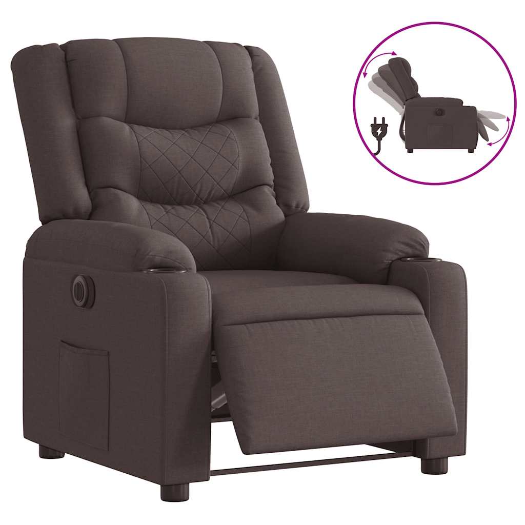 Fauteuil inclinable électrique Marron foncé Tissu