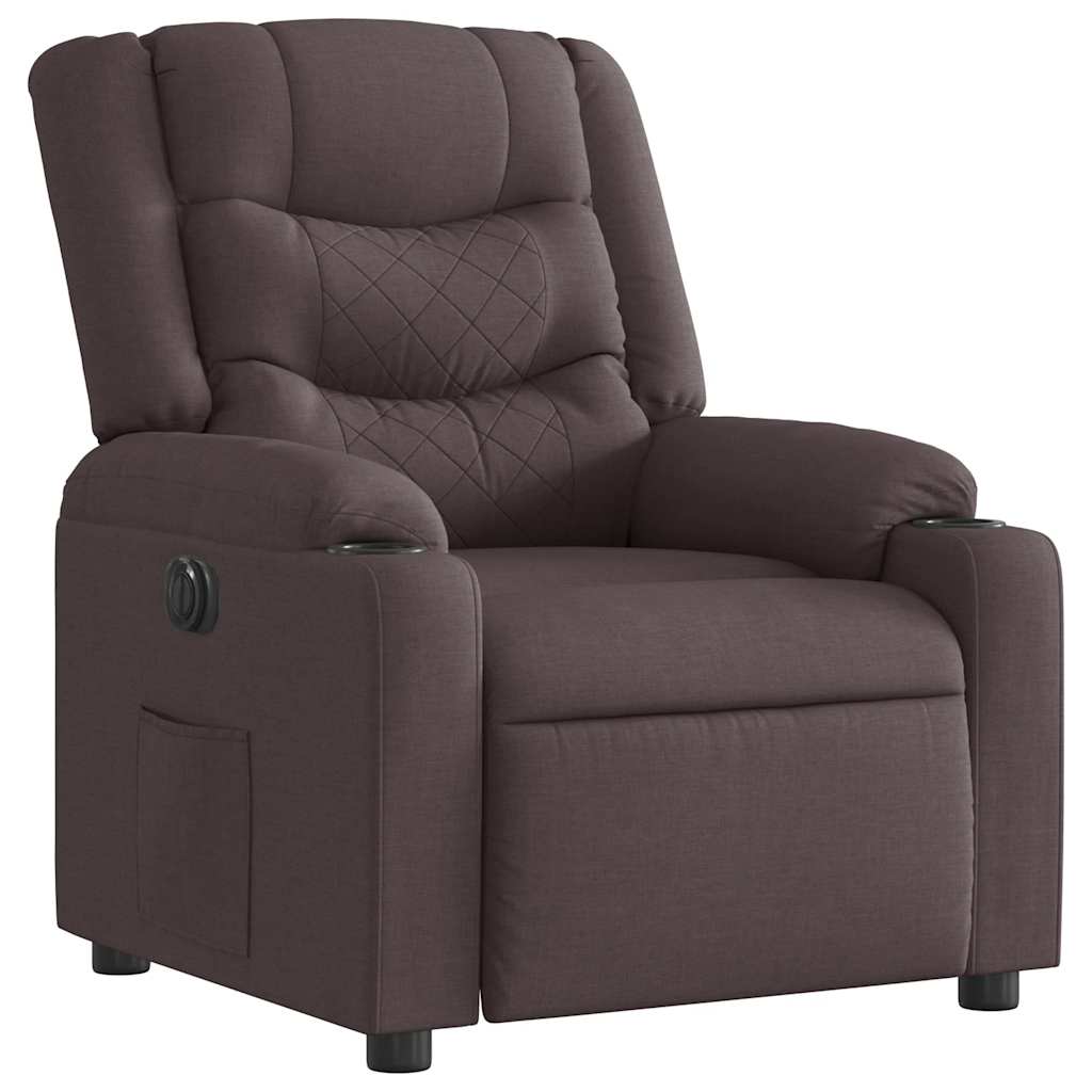 Fauteuil inclinable électrique Marron foncé Tissu