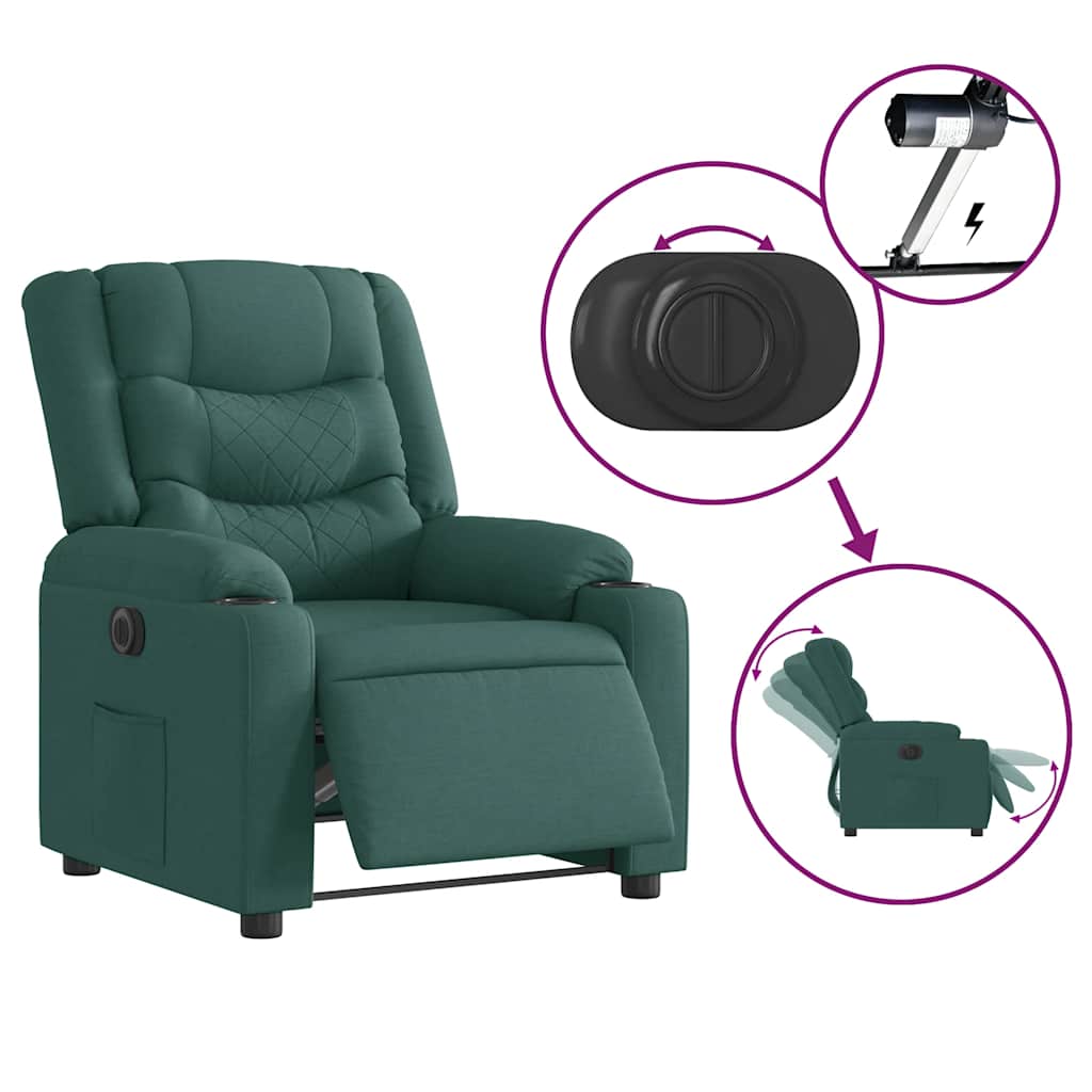 Fauteuil inclinable électrique Vert foncé Tissu