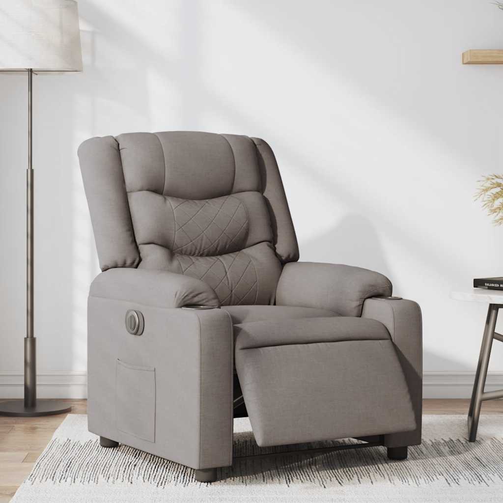 Fauteuil inclinable électrique Taupe Tissu