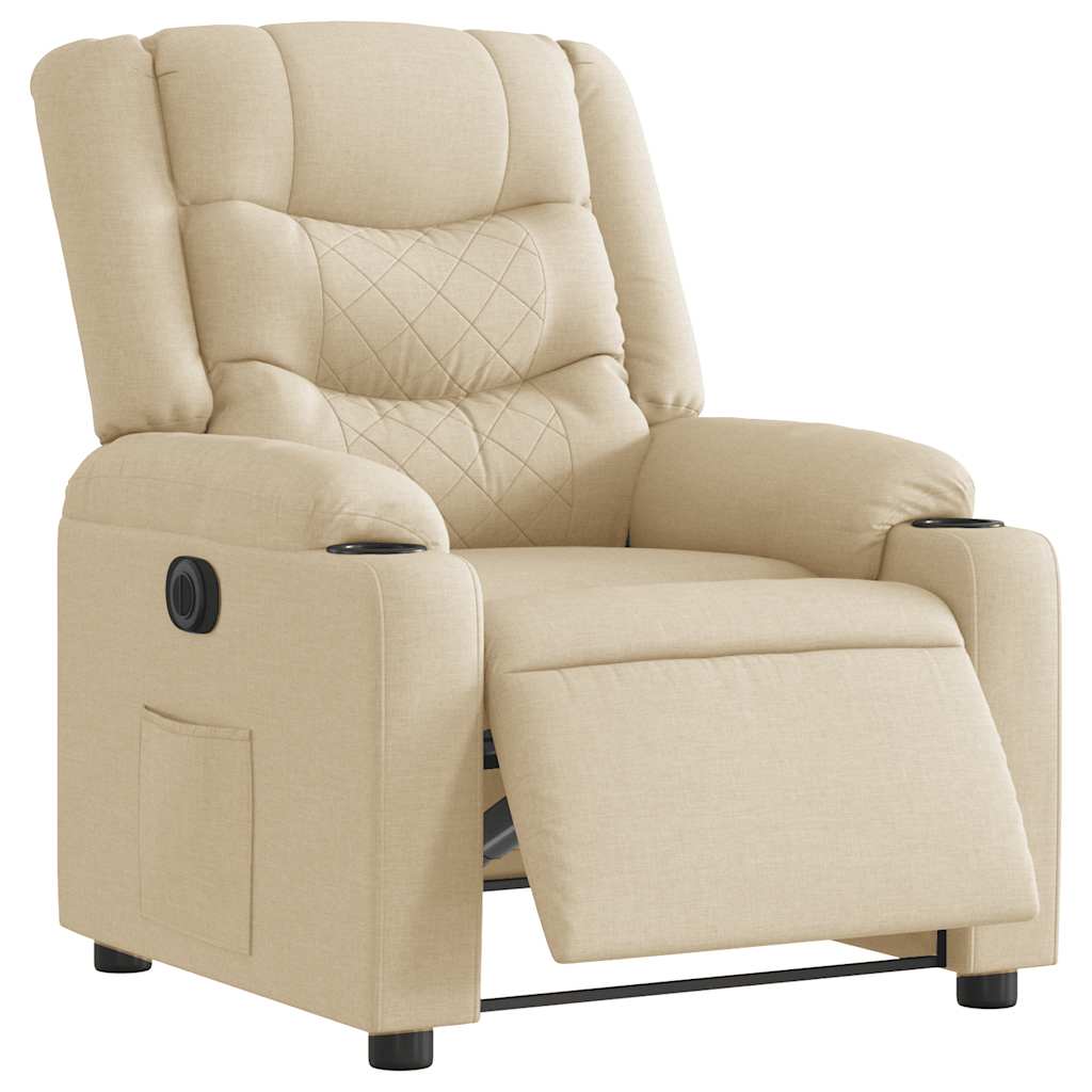 Fauteuil inclinable électrique Crème Tissu