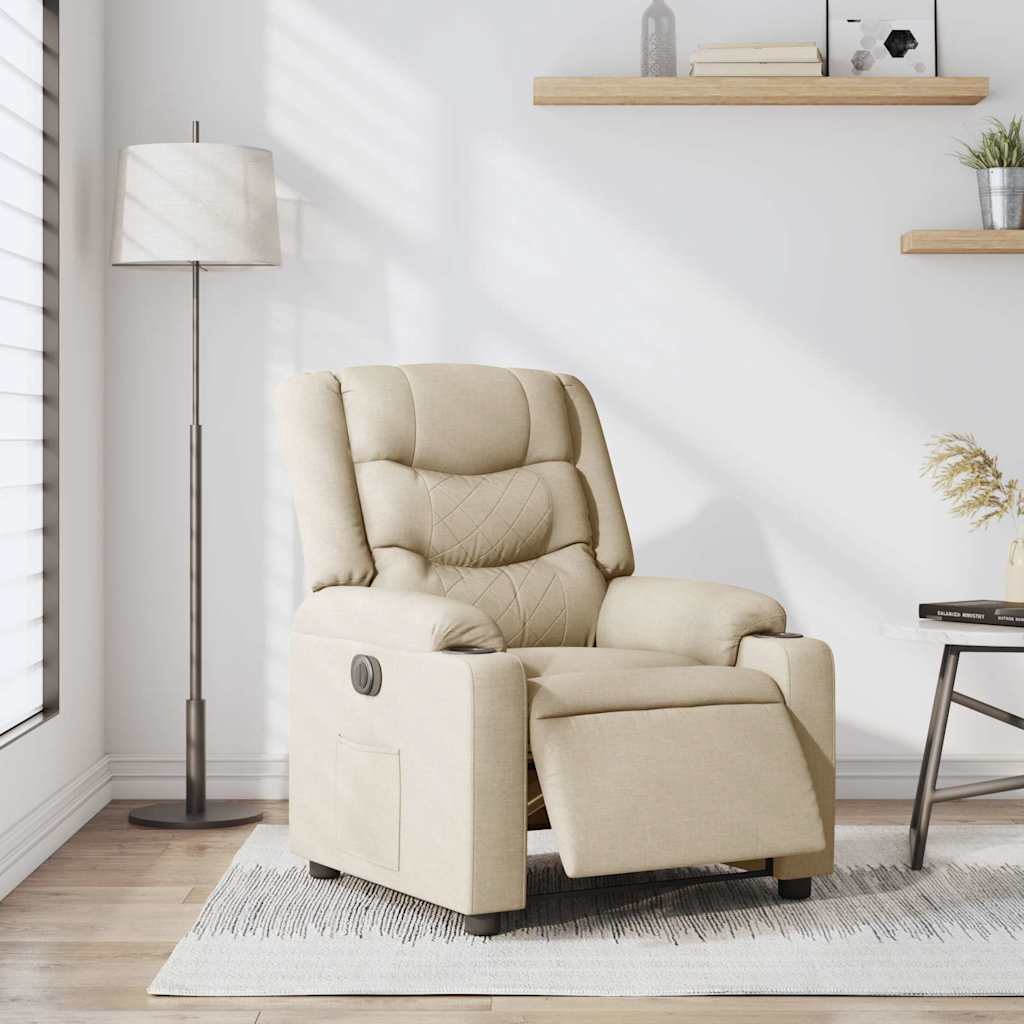 Fauteuil inclinable électrique Crème Tissu