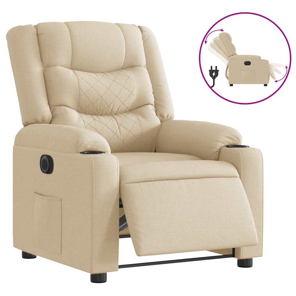 Fauteuil inclinable électrique Crème Tissu