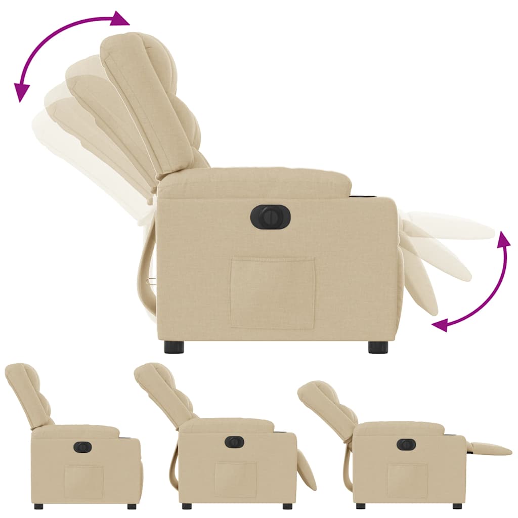 Fauteuil inclinable électrique Crème Tissu