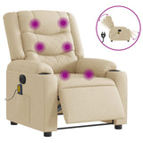 Fauteuil inclinable de massage électrique crème tissu