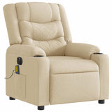 Fauteuil inclinable de massage électrique crème tissu
