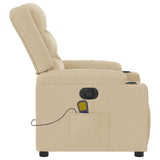 Fauteuil inclinable de massage électrique crème tissu