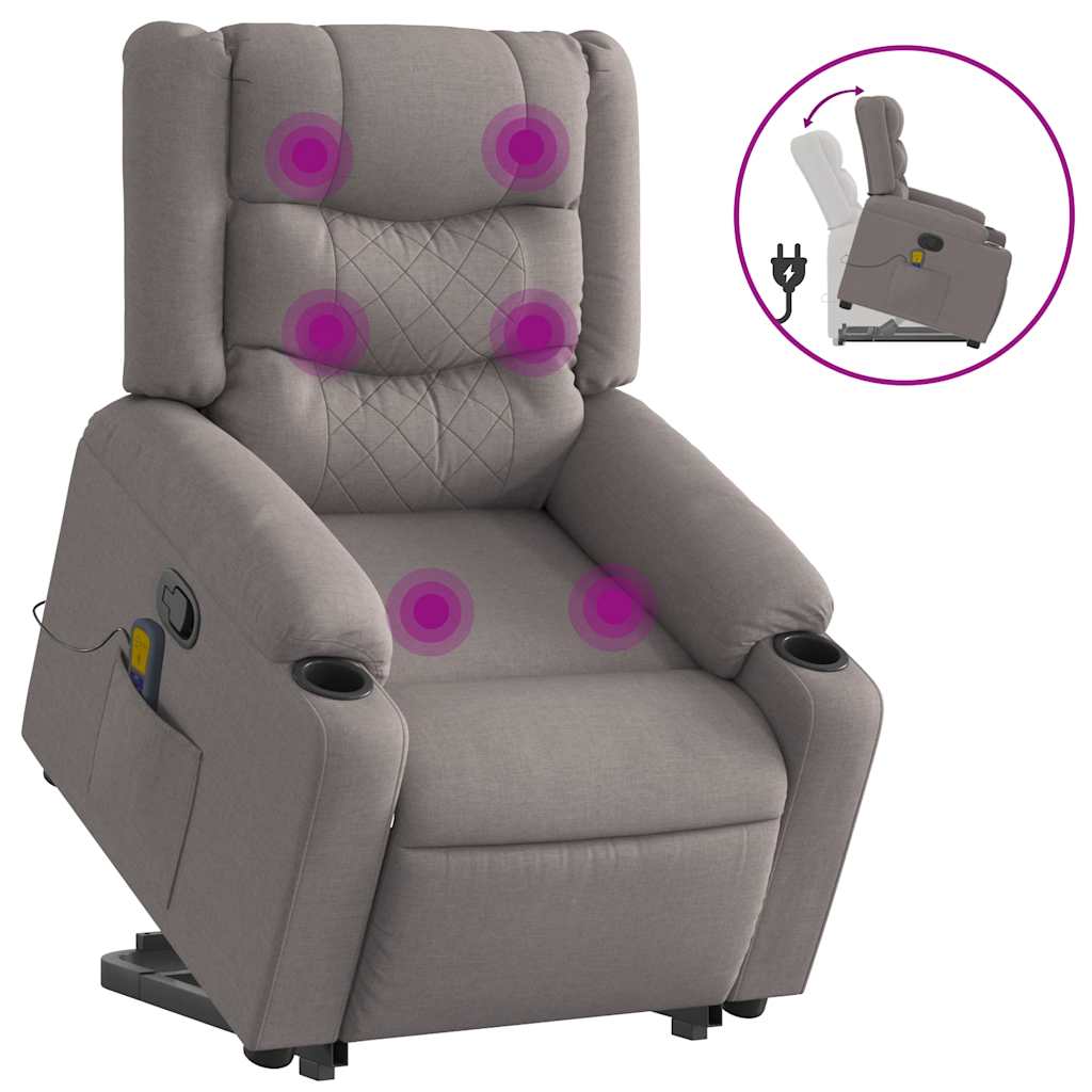 Fauteuil inclinable de massage Taupe Tissu