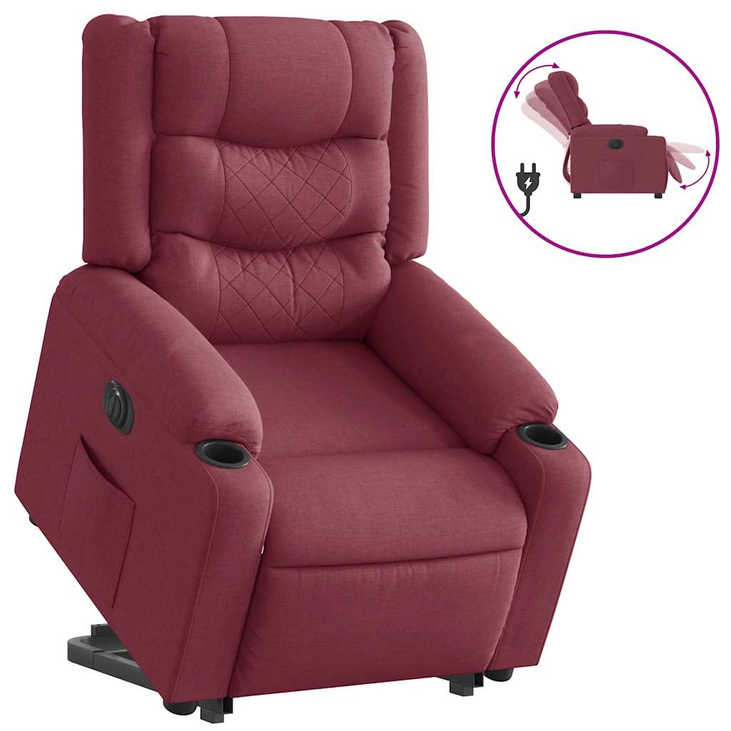 Fauteuil inclinable électrique rouge bordeaux tissu