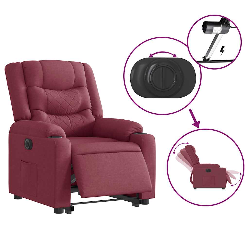 Fauteuil inclinable électrique rouge bordeaux tissu