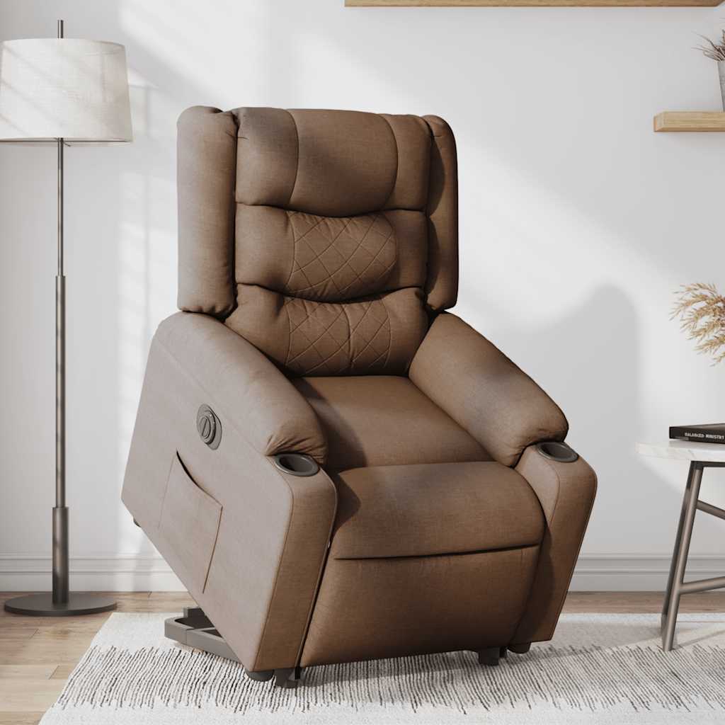 Fauteuil inclinable électrique marron tissu