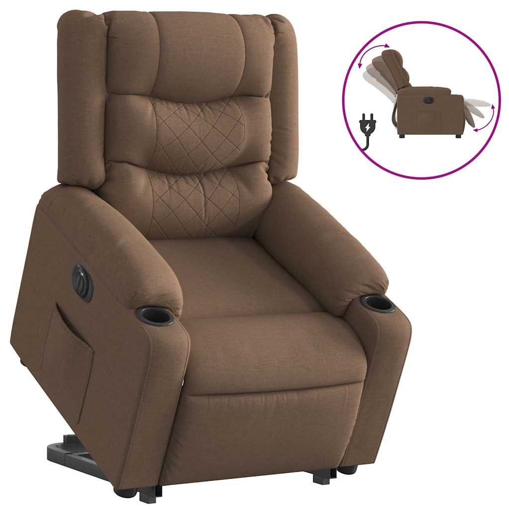 Fauteuil inclinable électrique marron tissu