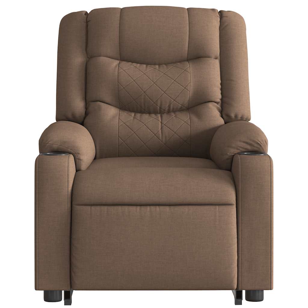 Fauteuil inclinable électrique marron tissu
