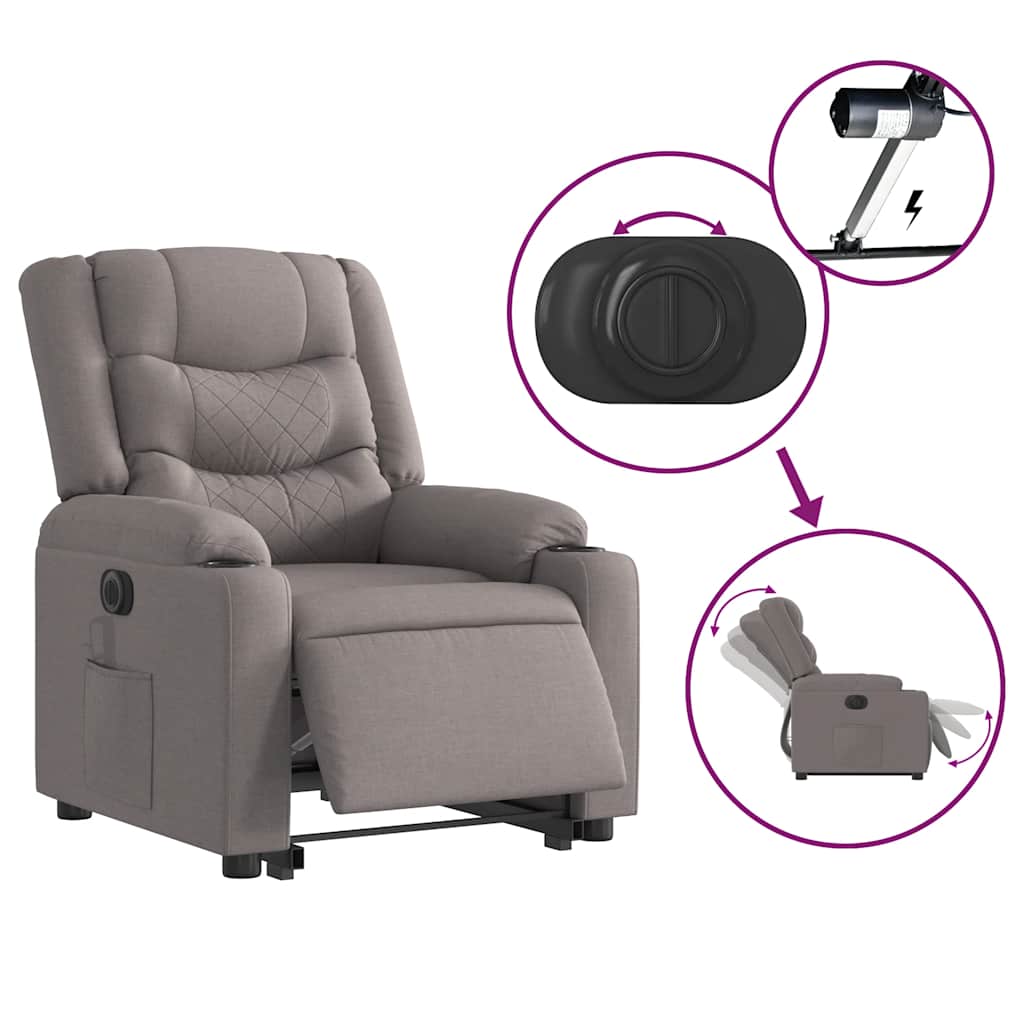 Fauteuil inclinable électrique taupe tissu