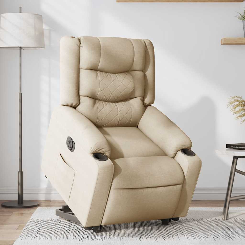 Fauteuil inclinable électrique crème tissu