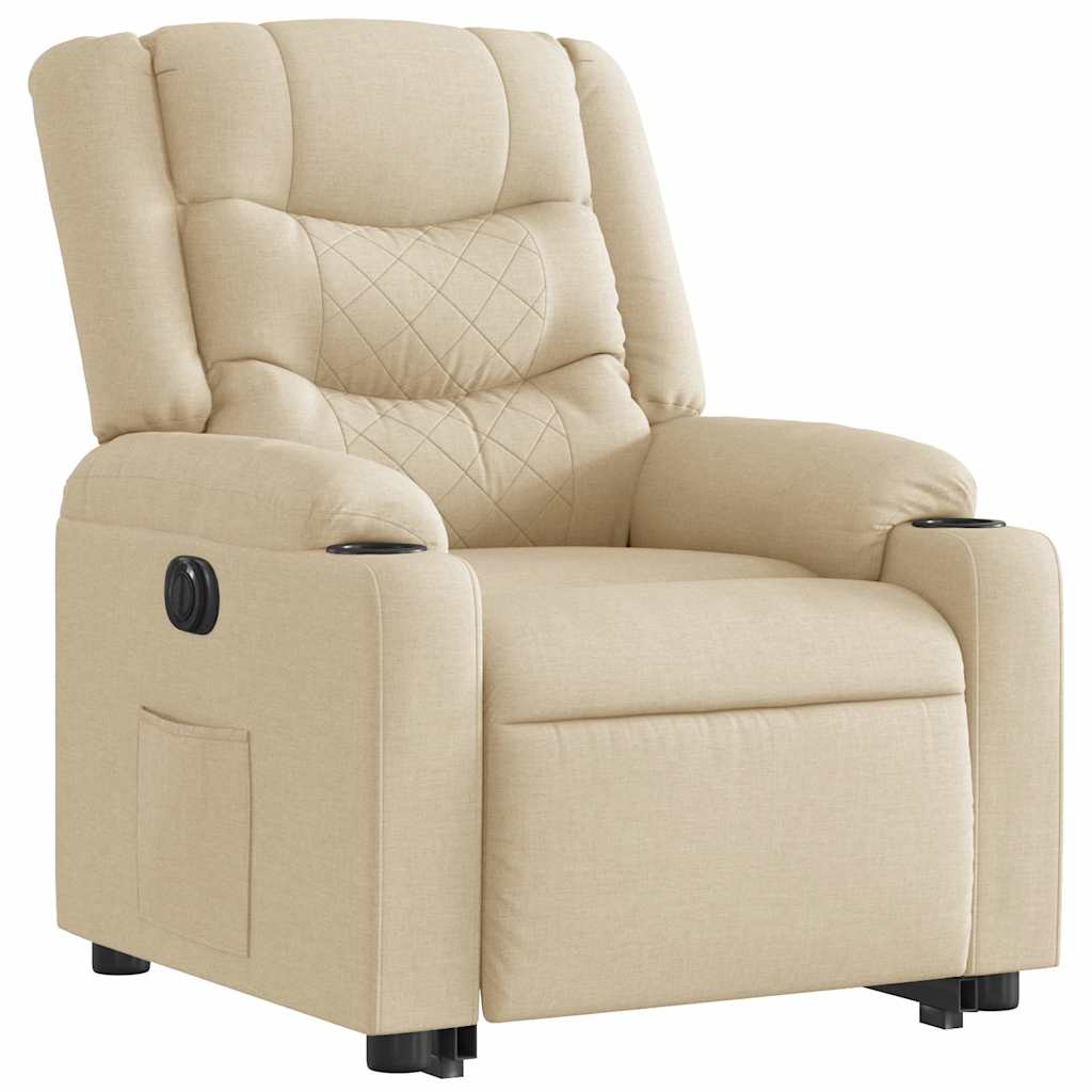 Fauteuil inclinable électrique crème tissu